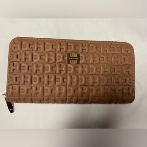 Halston Zip-Around Wallet – Embossed Logo